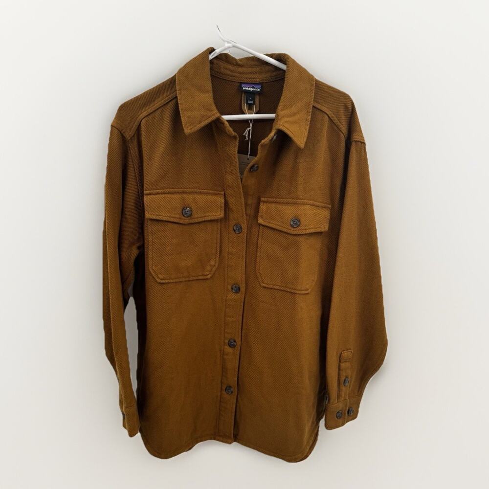 Patagonia Women's Fjord Loft Overshirt Jacket Shelter Brown Size Large